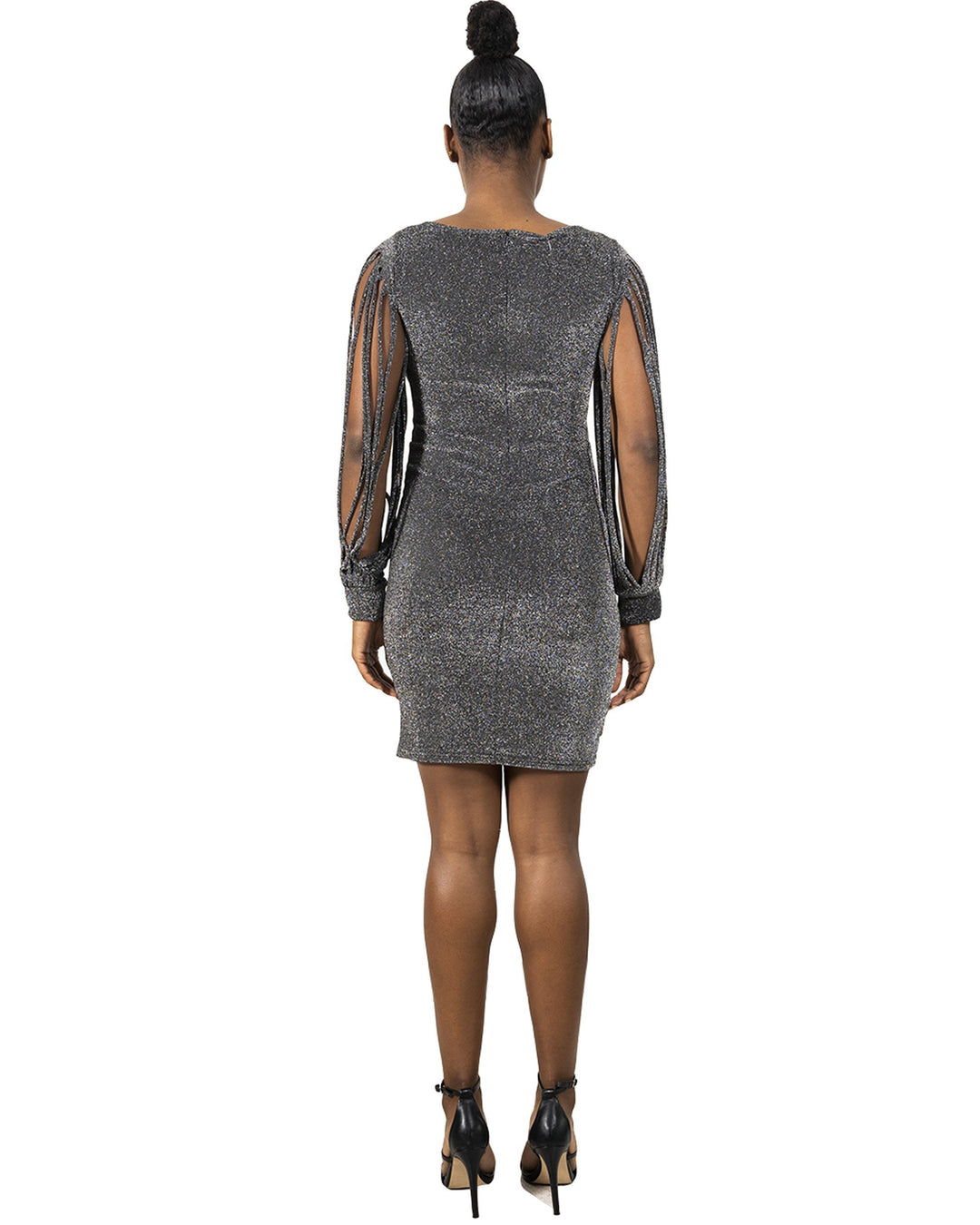 Harridge Slit Sleeves Metallic Mini Dress