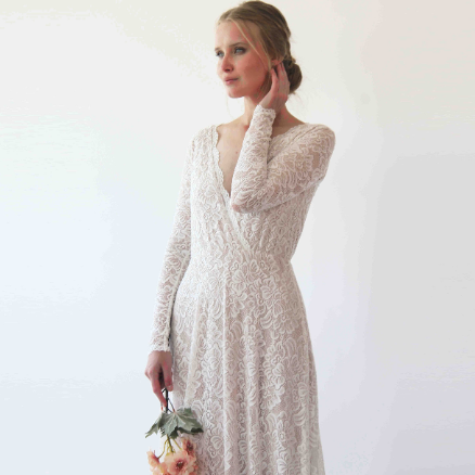 Bestseller Vintage Style Long Sleeves Lace Wedding Dress  #1258