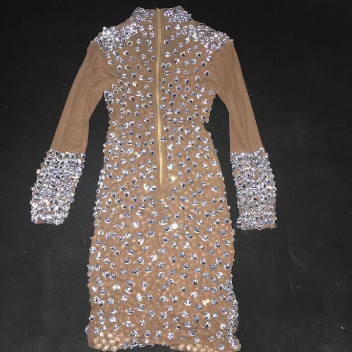 Clothing female crystal diamond evening prom party dress