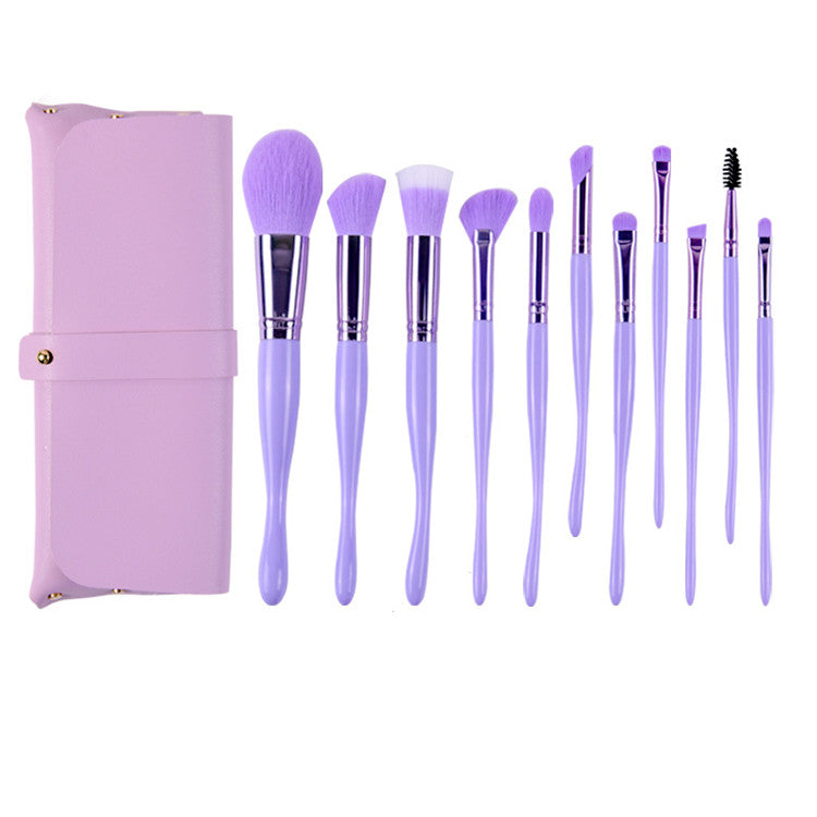 Foundation professional purple beauty makeup brushes with bag