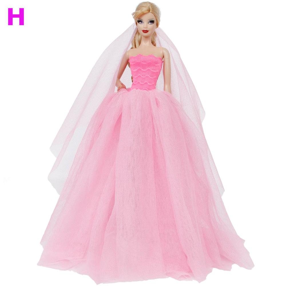 Handmade Wedding Doll Dress Princess Evening Party Ball Long Gown Skirt Bridal Veil Clothes for Barbie Doll Accessories DIY Toy