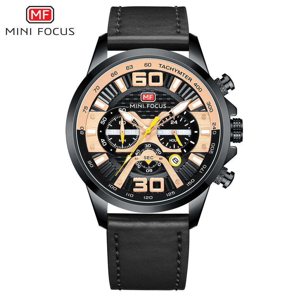 Mens watches top brand luxury leather sports chronograph quartz waterproof