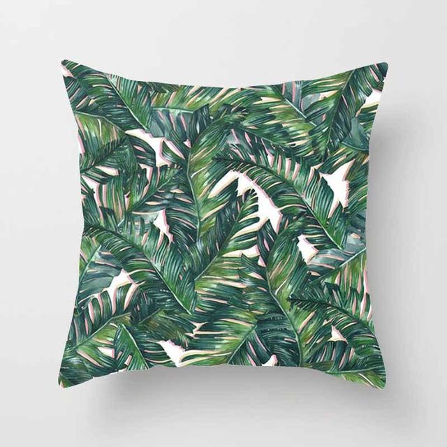 Vintage Flower Tropical Leaves Cushion Cover