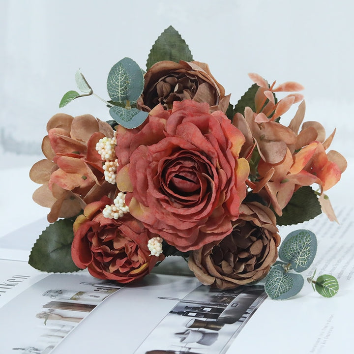 Beautiful hydrangea roses artificial flower decorations high quality bouquet