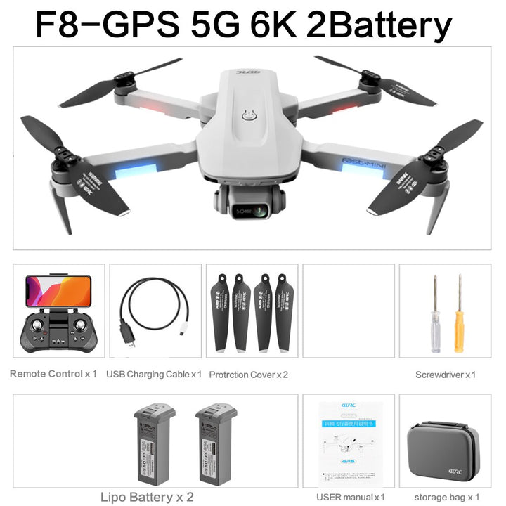 F8 2021 New GPS Drone 4k/6k HD Camera Profession WiFi Fpv Drone Brushless Motor Gray Foldable Quadcopter RC Dron Toys