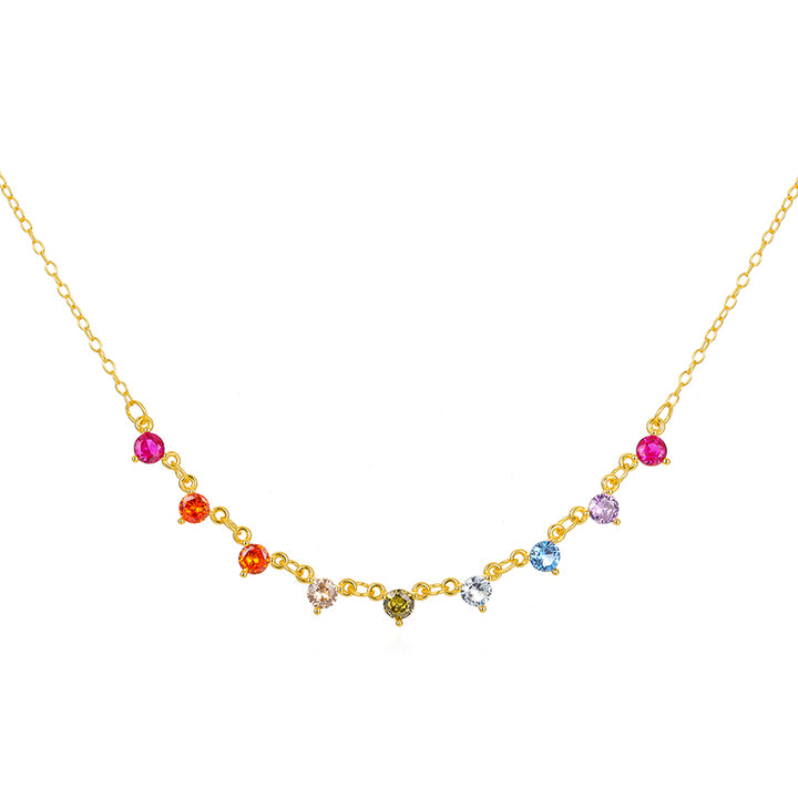 Fashion jewelry silver 18k gold rainbow zircon pendant necklace