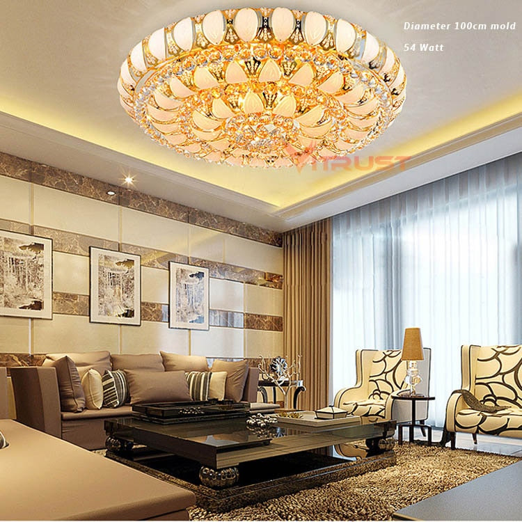 Luxury Lustre Modern Crystal Chandelier Chrome Finish LED Ceiling Lamp for Livingroom Bedroom Indoor Lamp 110-240v