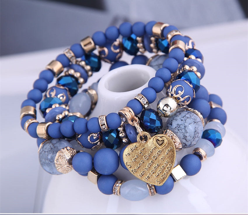 4 pcc resin beads crystal stone bracelets for women