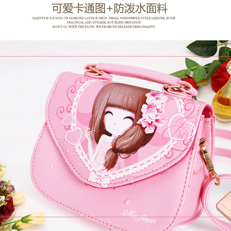 KAMIDA Fashion Cartoon Kids Handbags Purse Little Girls Leather Crossbody Hand Bags PU Mini Shoulder Bag for Children Gift