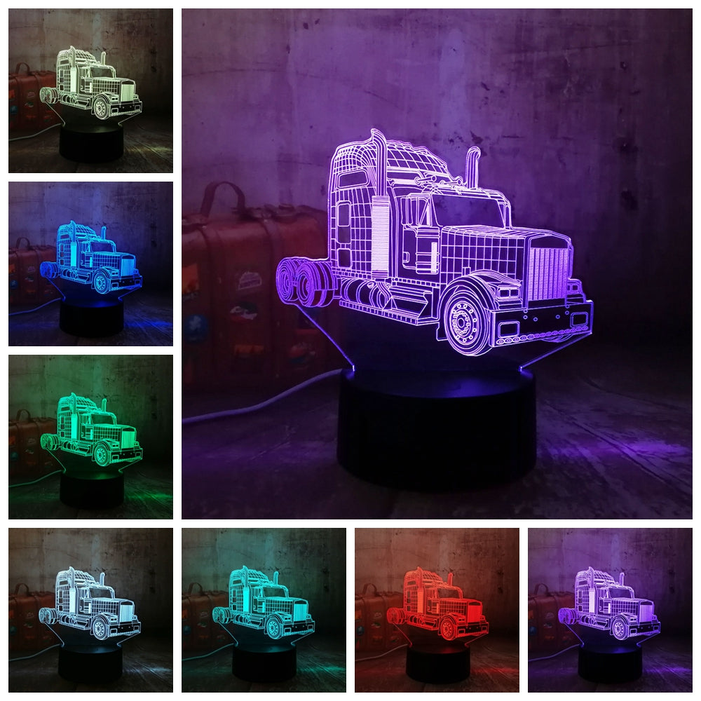 Remote control jeep car 7 color dimming gradient rgb 3d led night lamp décor