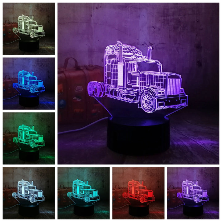 Remote control jeep car 7 color dimming gradient rgb 3d led night lamp décor