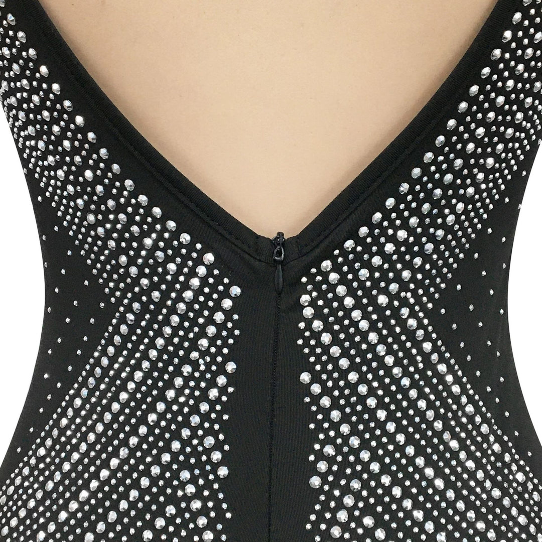 Womens Fashion tight v neck sleeveless sparkle rhinestone dress plus size maxi