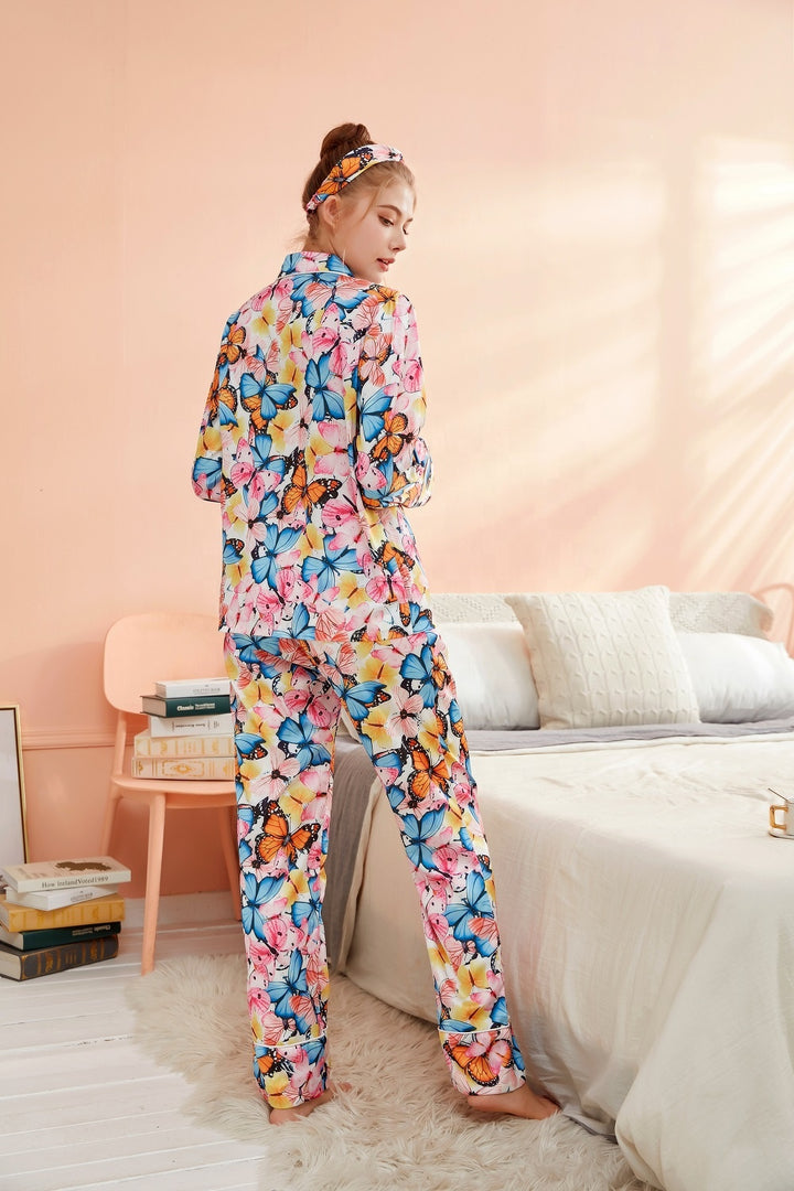 202021 Cute Pajamas Set Ladies Headband Summer Silk Pajamas Set Girls Sleepwear Pajamas Girls Sleepwear