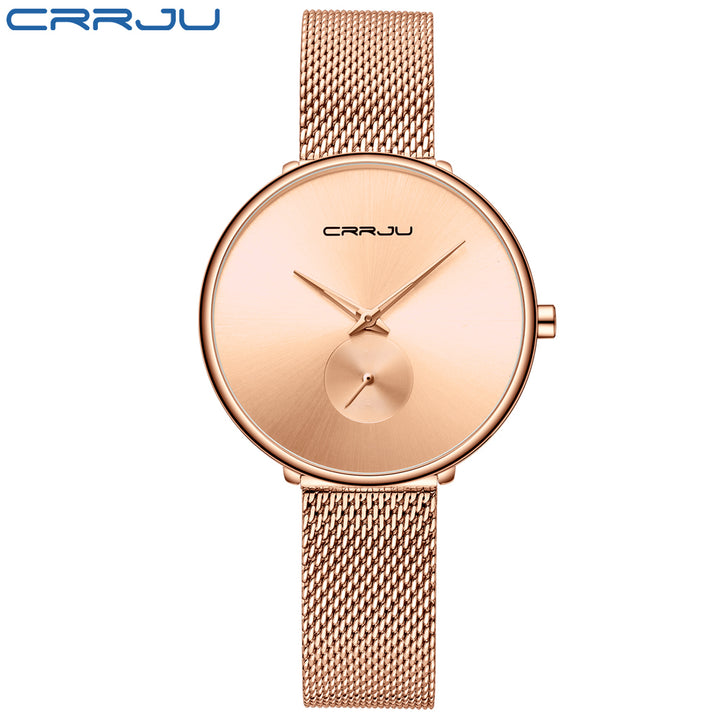 Mesh gold band quartz womens watches