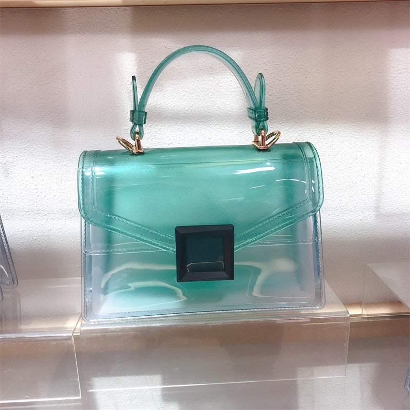 Jelly transparent pvc chain matte handbag square purse for women