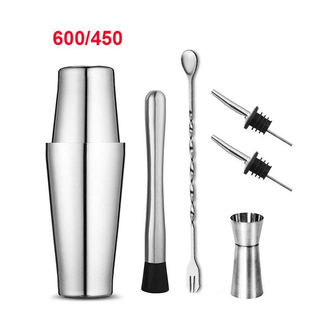 Cocktail shaker 550ml 750ml stainless steel wine martini boston mixer for bar