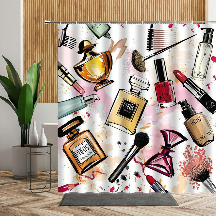 4 pieces bathroom sets with shower curtain and rugs 3d print famous perfume design