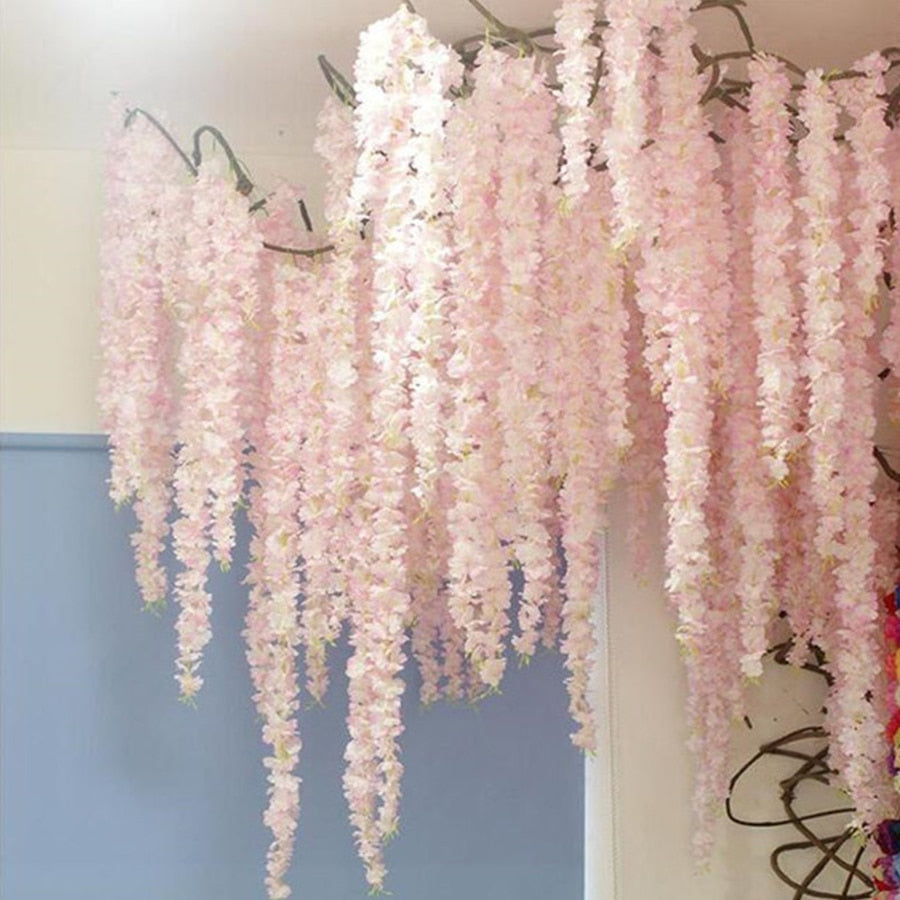 100CM Artificial Cherry Blossom Vine Silk Flowers-Party Wedding Ceiling Decor